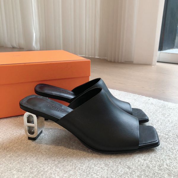 HERM Women's Iconique 60 Sandals in Black Leather