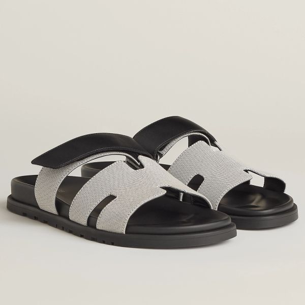 HERM Women's Chypre Sandals In Canvas with Black Leather
