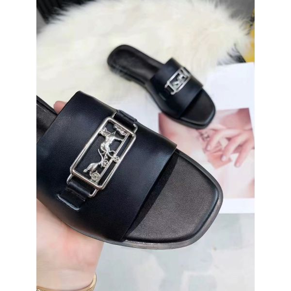 HERM Villa Sandals In Black Calfskin
