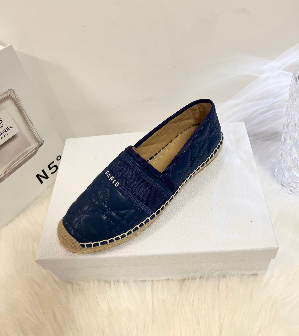 GRANVILLE ESPADRILLE NAVY BLUE QUILTED CANNAGE CALFSKIN