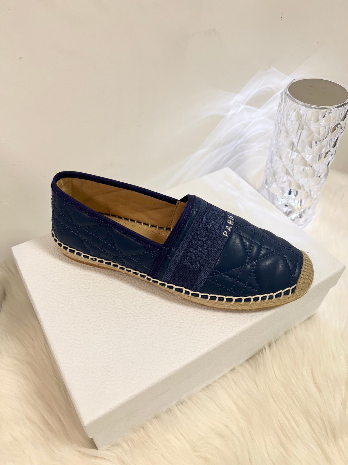 GRANVILLE ESPADRILLE NAVY BLUE QUILTED CANNAGE CALFSKIN