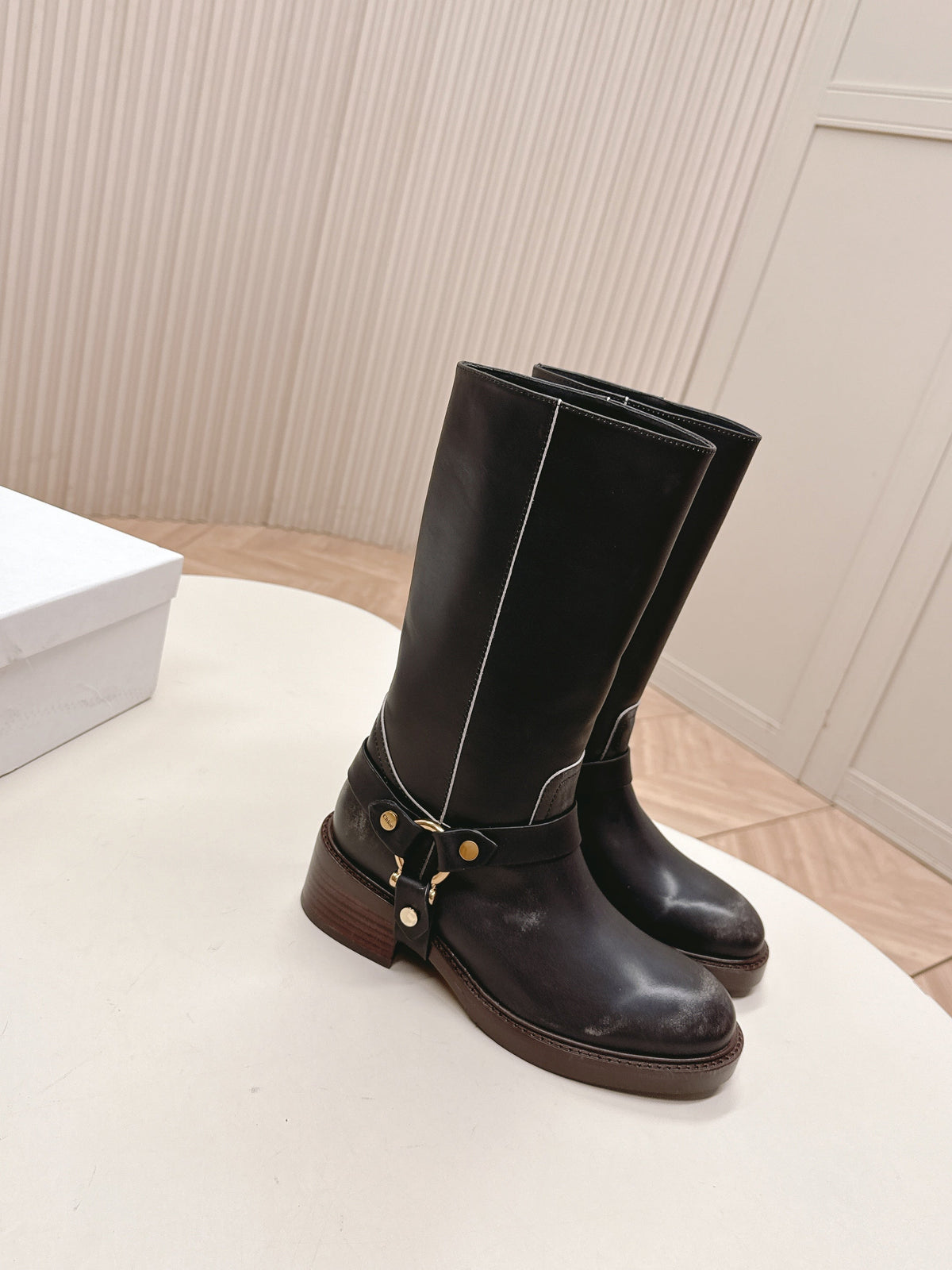 CHLOÉ 26S BOOTS 45 MM IN BLACK CALFSKIN