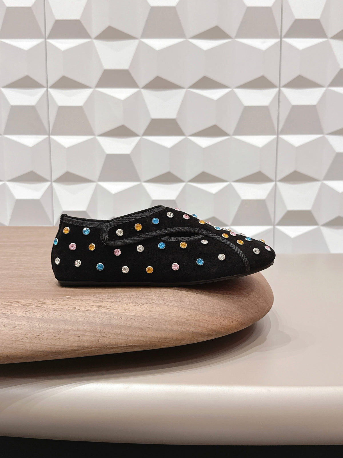 ALAIA 26S EMBELLISHED FLATS IN BLACK SUEDE