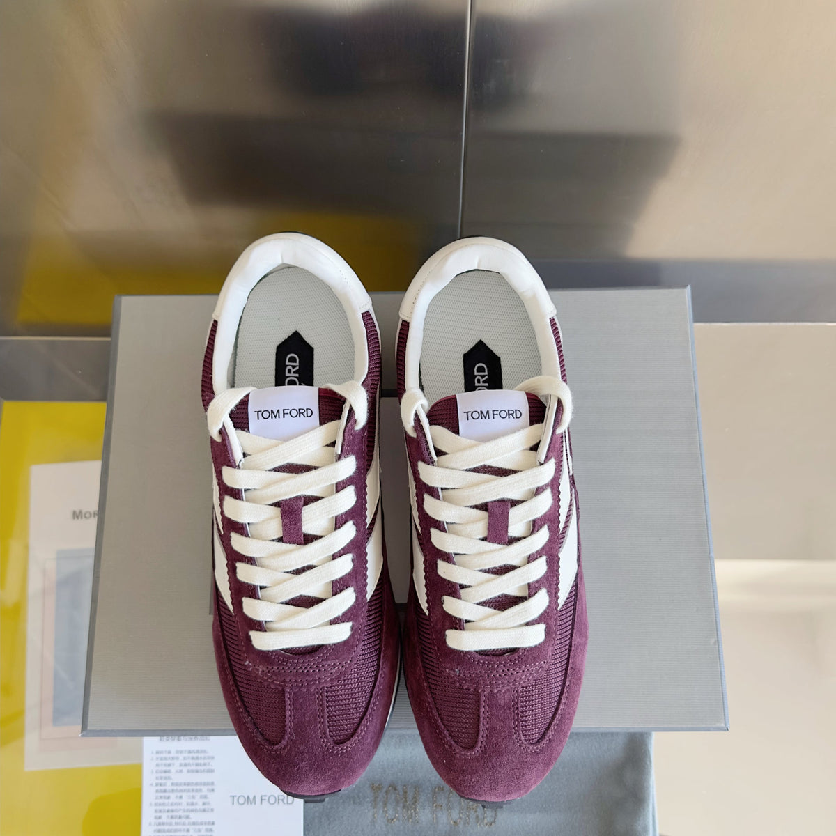 TOM FORD 26S SNEAKERS IN WINE RED SUEDE
