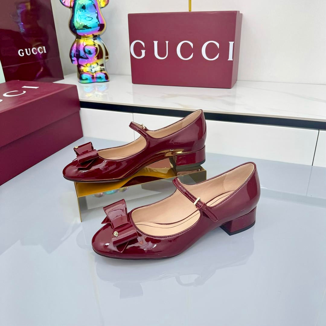 GG MARY JANE 25S IN RED LAMBSKIN WITH BOW