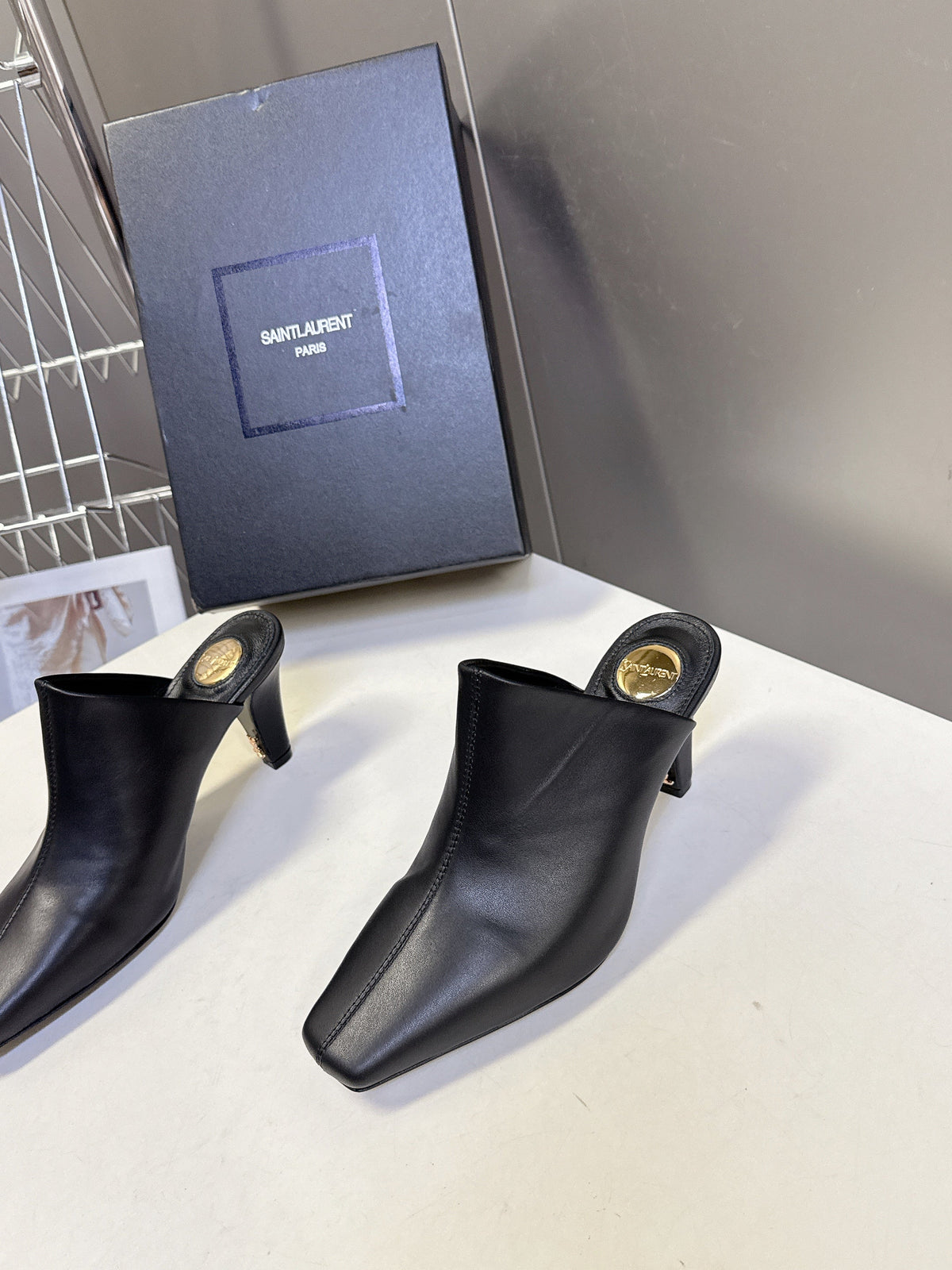YSL 25S HIGH-HEEL SANDALS 75 MM IN BLACK LAMBSKIN