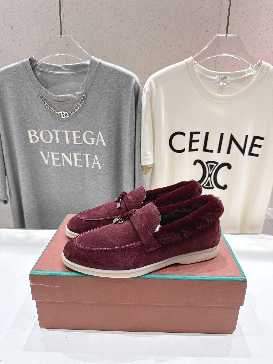 LP 25S SUMMER CHARMS WALK LOAFERS IN BURGUNDY SUEDE AND FLEECE