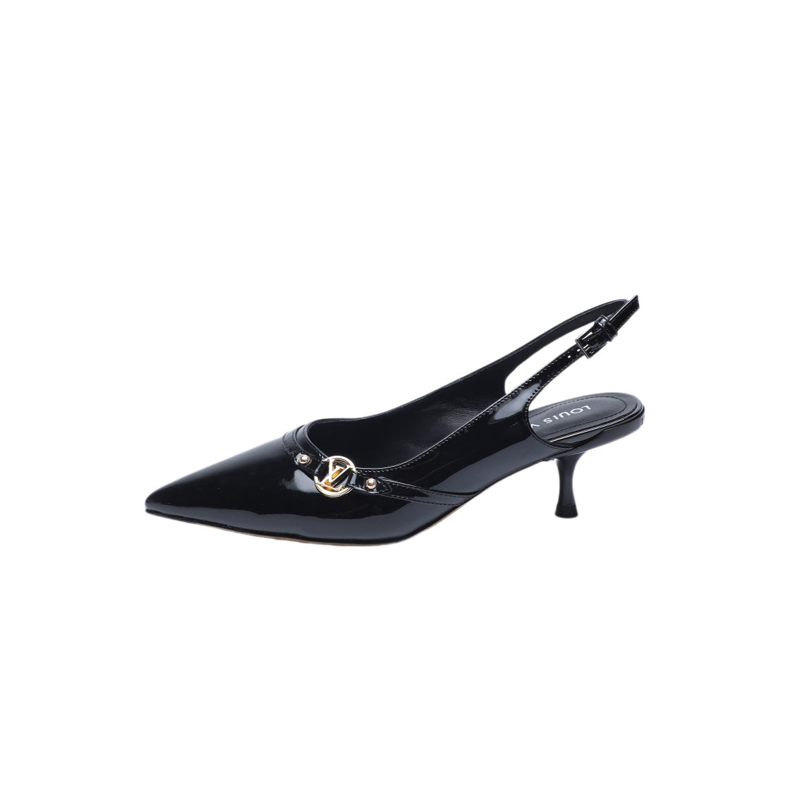 6AM SLINGBACK HIGH HEELS 55 MM IN BLACK PATENT LAMBSKIN