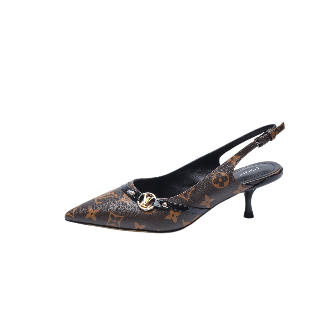 6AM SLINGBACK HIGH HEELS 55 MM IN CHOCOLATE BROWN MONOGRAM LAMBSKIN