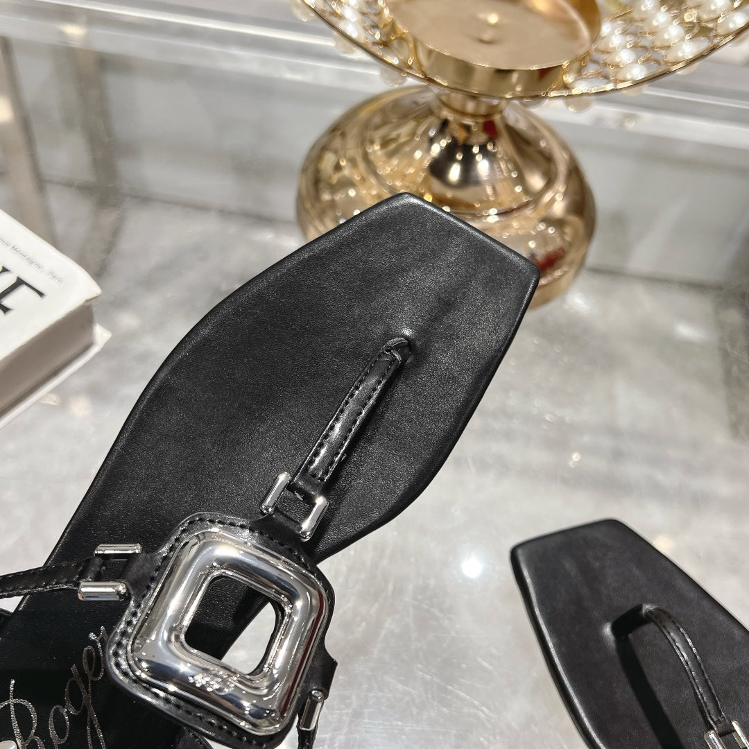 VIV' BY THE SEA SANDALS IN BLACK CALFSKIN