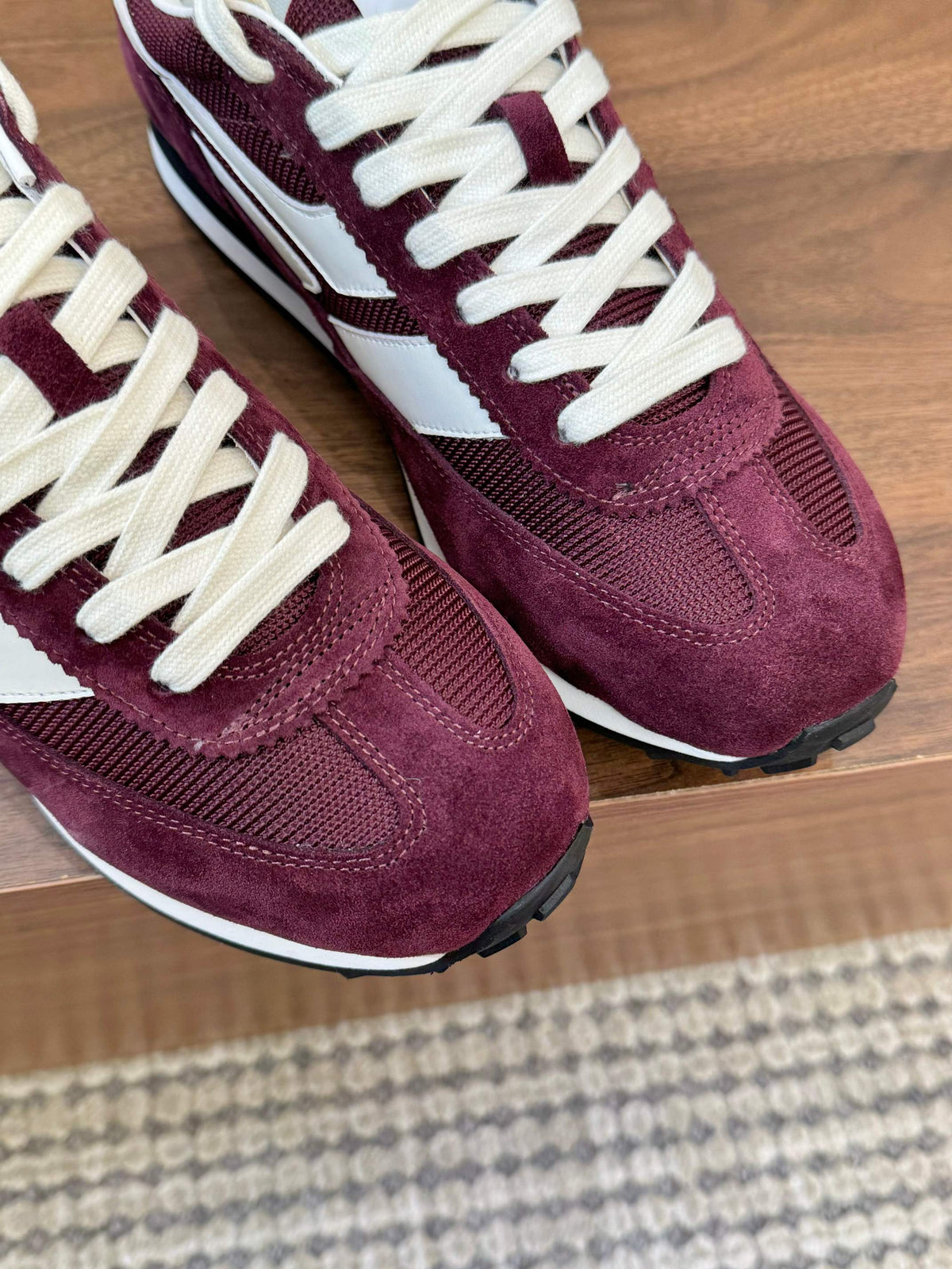 TOM FORD SNEAKERS  IN DARK BURGUNDY RED MESH AND SUEDE 434241