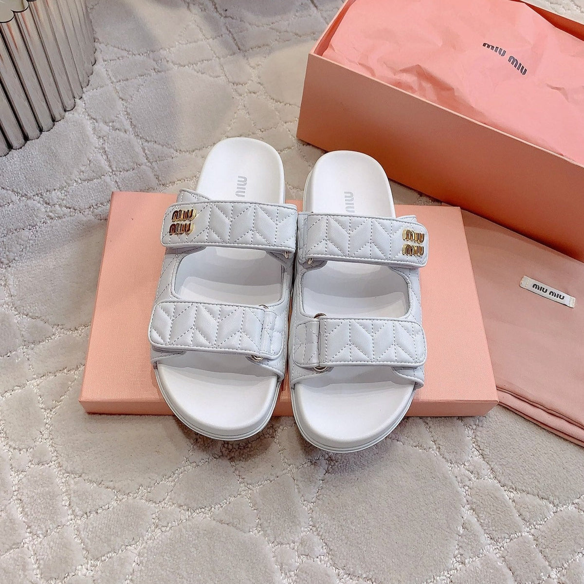White Stylized Slippers Sheepskin