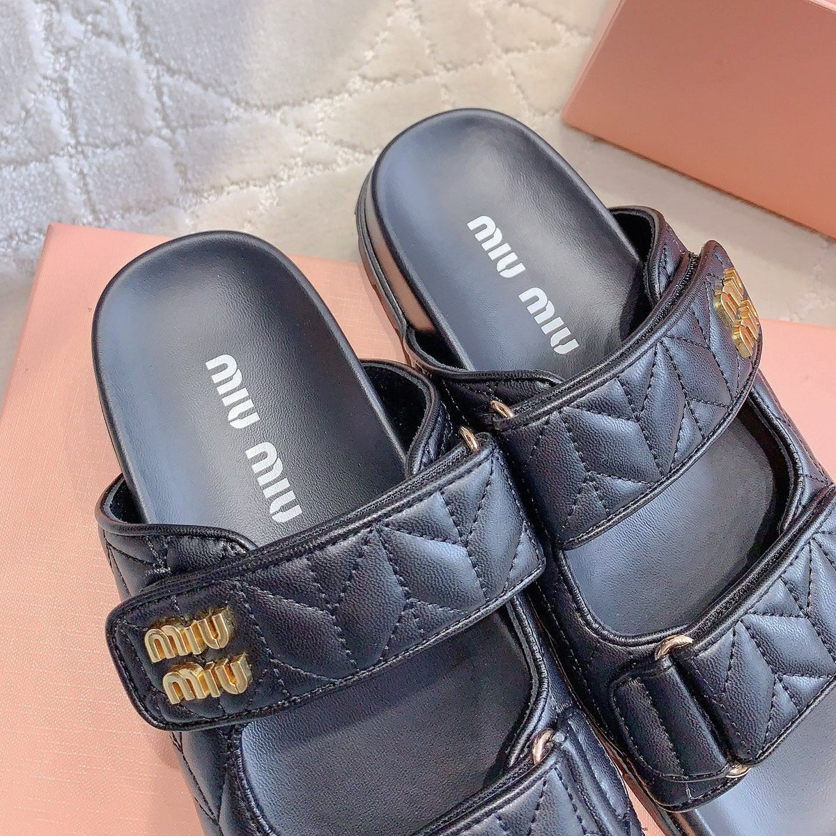 Black Stylized Slippers Sheepskin