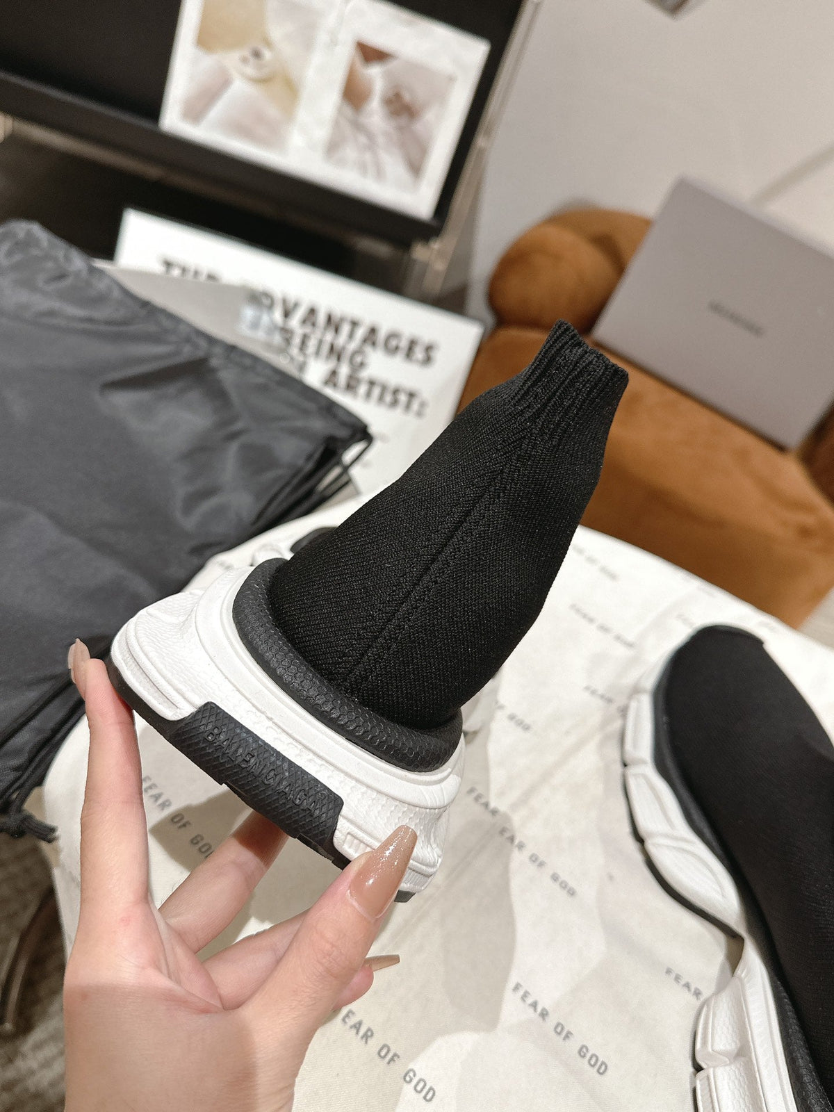BALENCIAGA 25S SPEED TRAINER SNEAKERS 55 MM IN BLACK KNIT STYLE 1