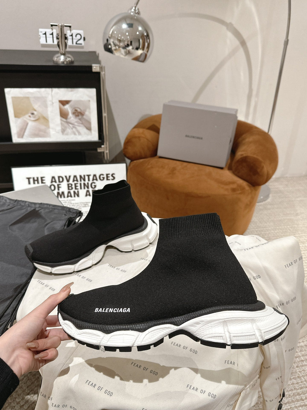 BALENCIAGA 25S SPEED TRAINER SNEAKERS 55 MM IN BLACK KNIT STYLE 1