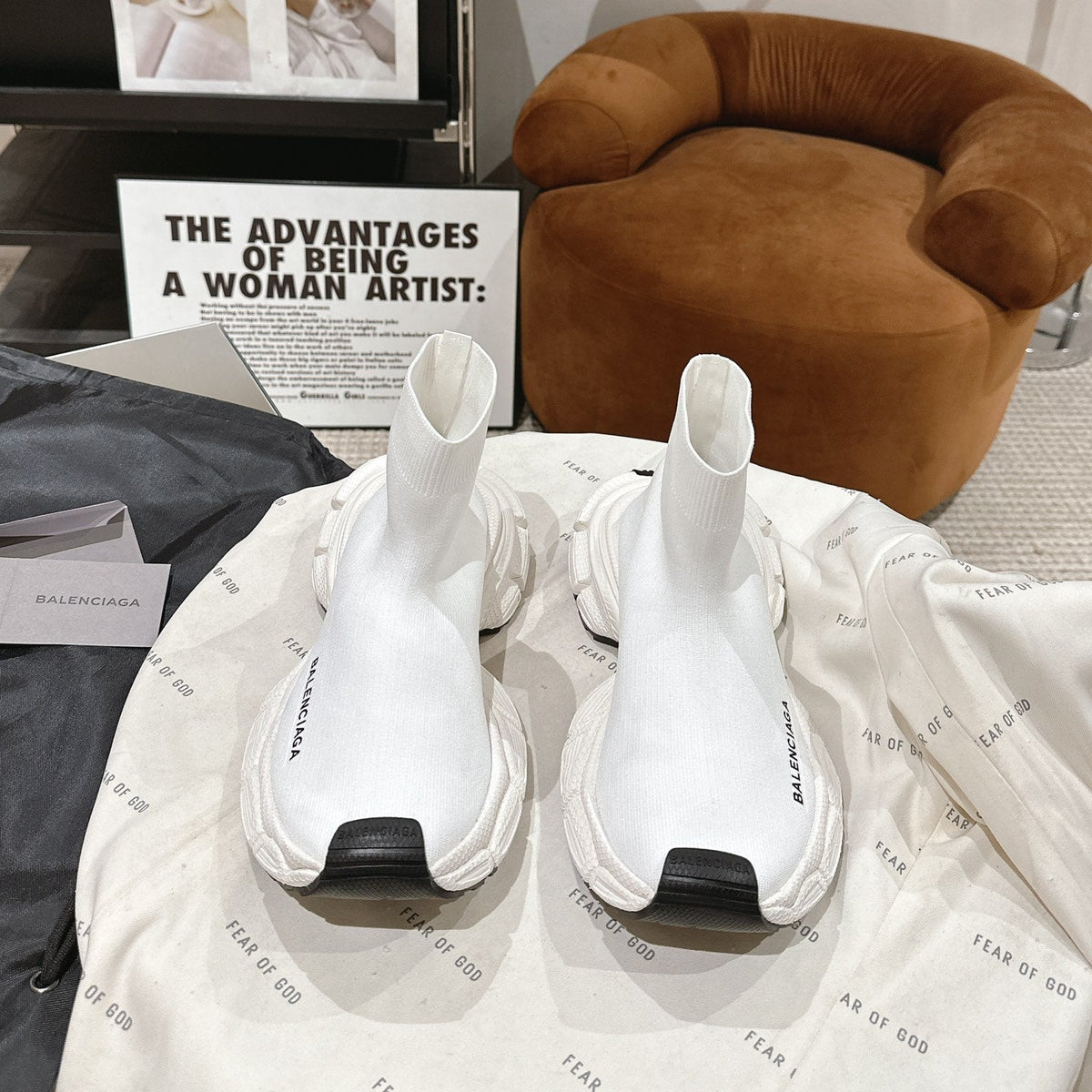 BALENCIAGA 25S SPEED TRAINER SNEAKERS 55 MM IN WHITE KNIT