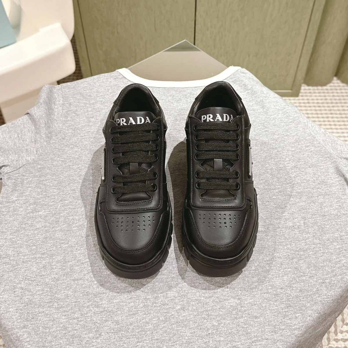 PRA FLATFORM SNEAKERS BLACK CALFSKIN