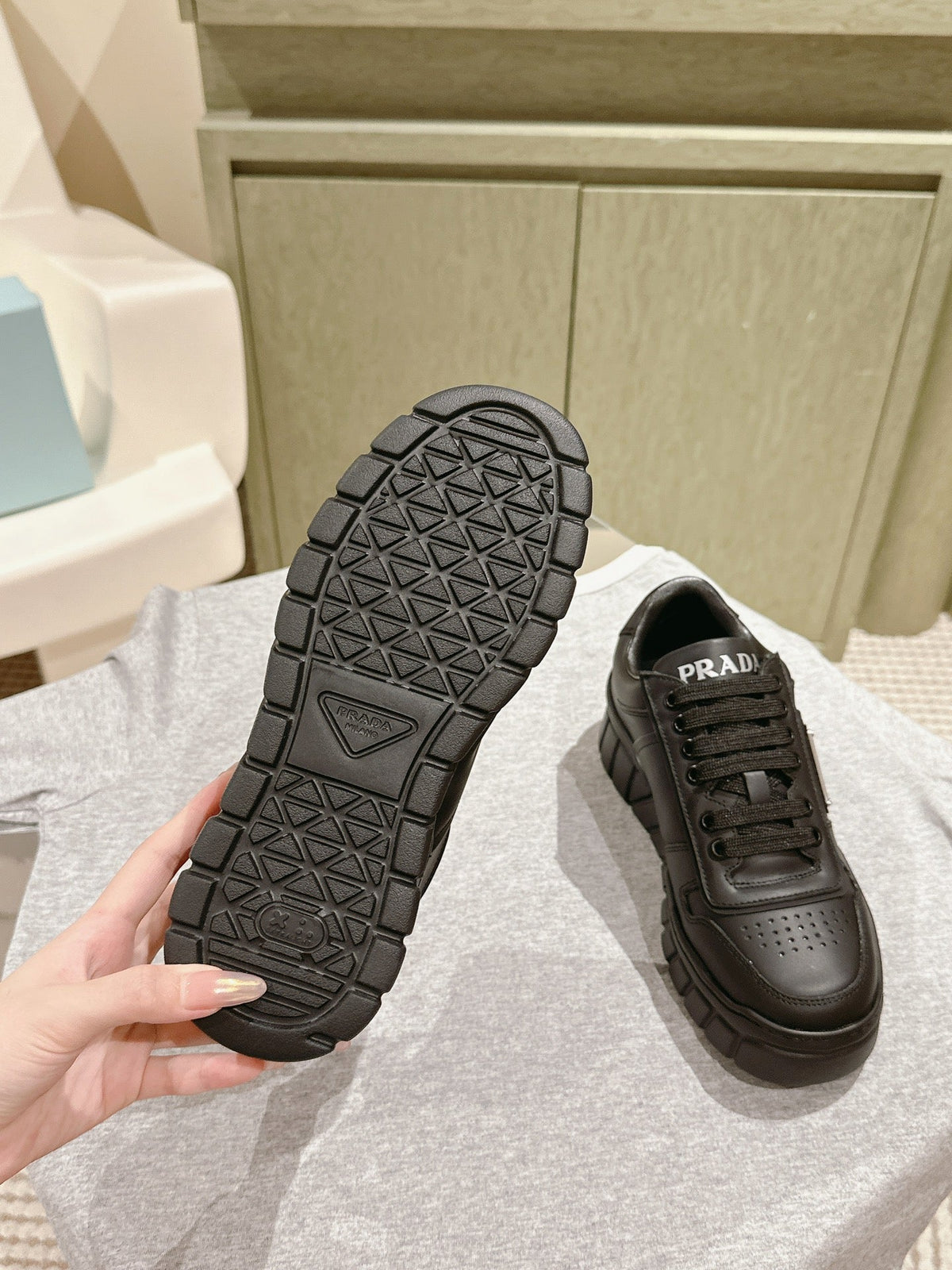 PRA FLATFORM SNEAKERS BLACK CALFSKIN