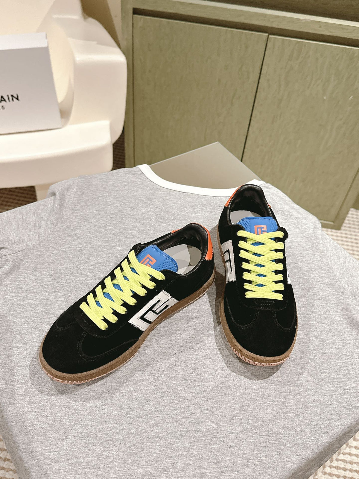 BALMAIN 26S SNEAKERS IN BLACK SUEDE