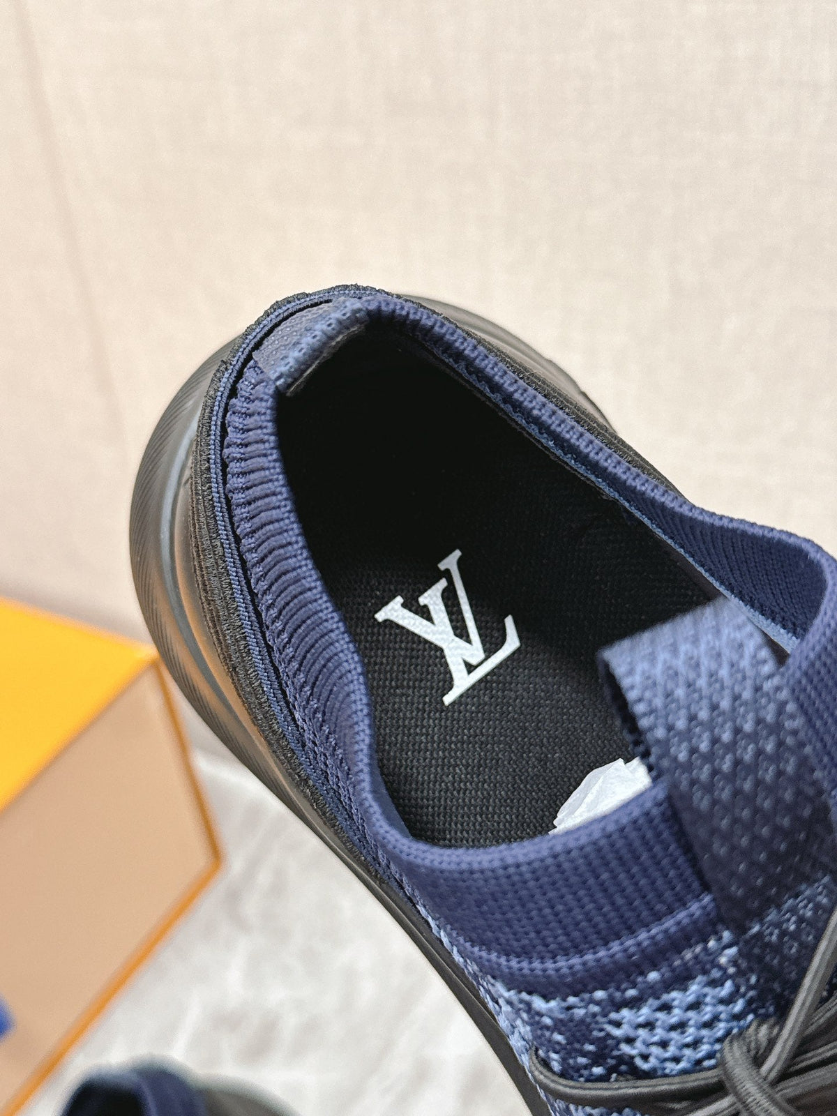 SNEAKERS IN MIDNIGHT BLUE DAMIER ELASTIC FABRIC
