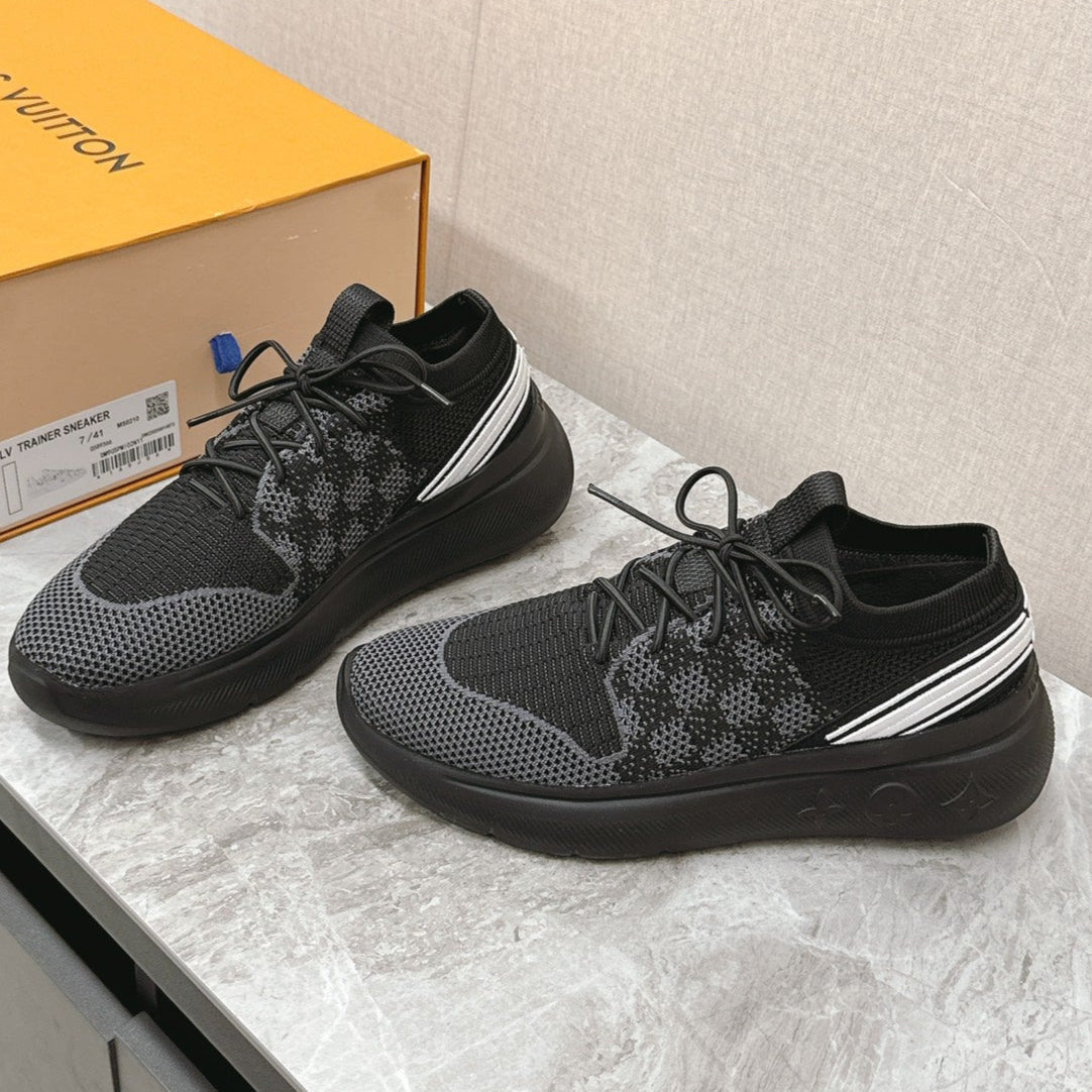 SNEAKERS IN BLACK DAMIER ELASTIC FABRIC