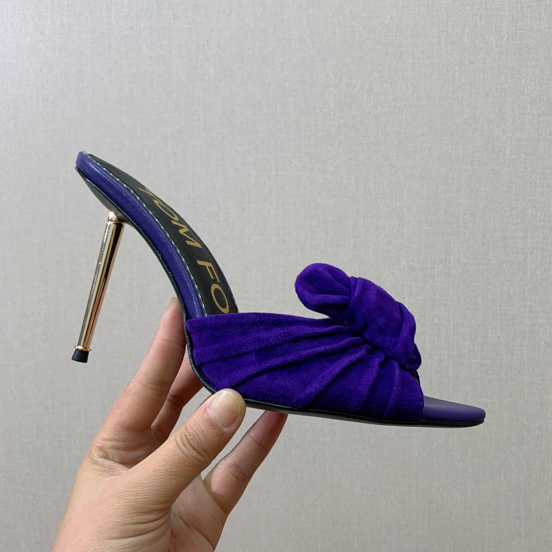HIGH HEEL MULE 10 CM IN INDIGO PURPLE SUEDE