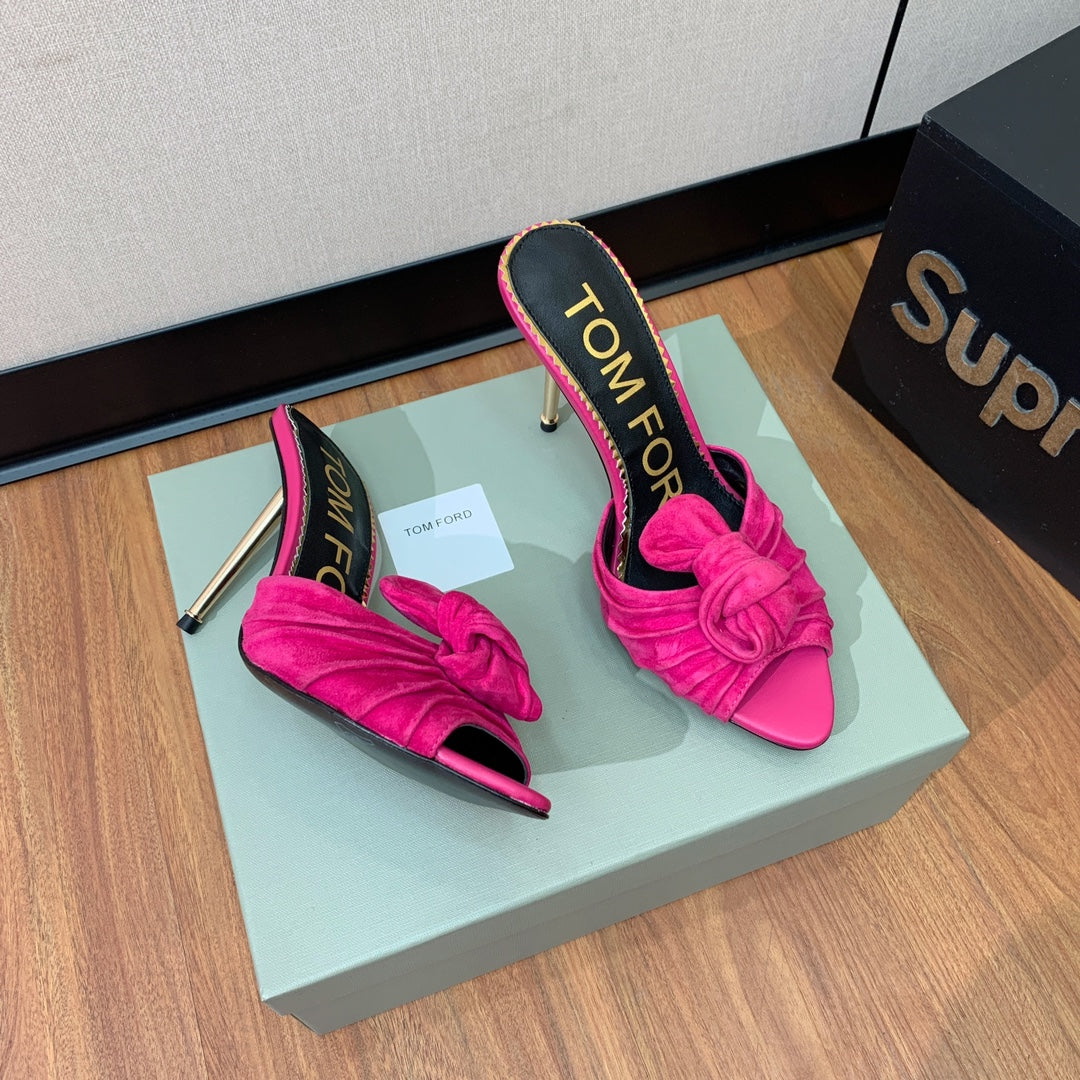 HIGH HEEL MULE 10 CM IN BRIGHT PINK SUEDE