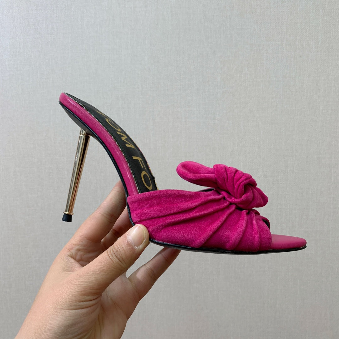 HIGH HEEL MULE 10 CM IN BRIGHT PINK SUEDE