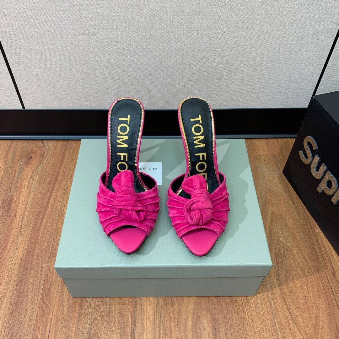 HIGH HEEL MULE 10 CM IN BRIGHT PINK SUEDE