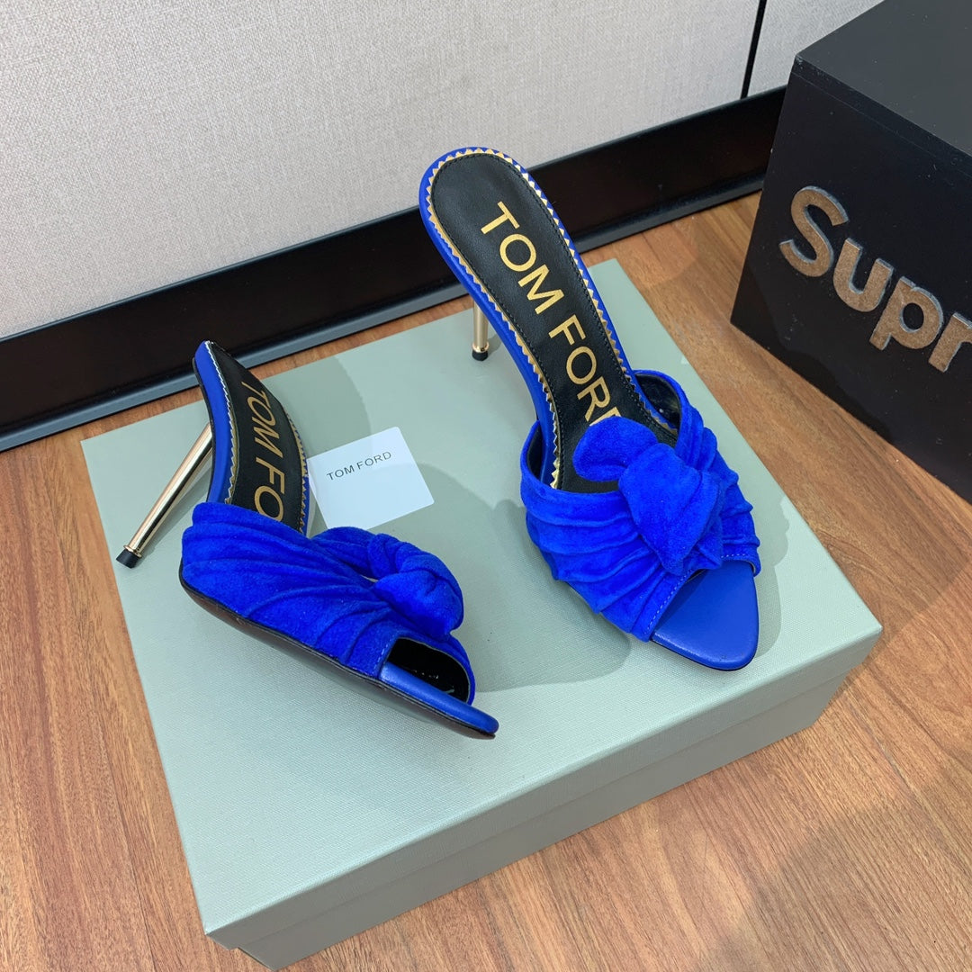 HIGH HEEL MULE 10 CM IN COBALT BLUE SUEDE