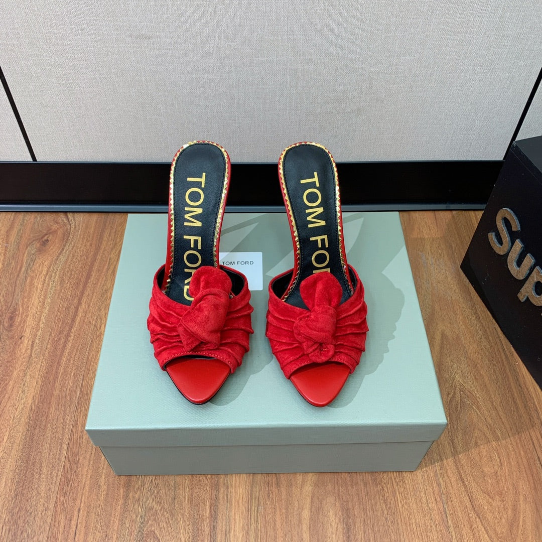 HIGH HEEL MULE 10 CM IN CHERRY RED SUEDE