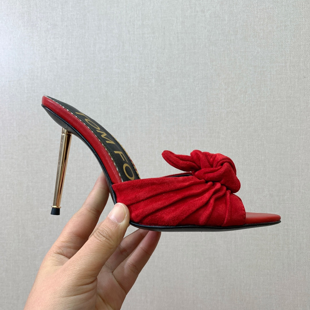 HIGH HEEL MULE 10 CM IN CHERRY RED SUEDE