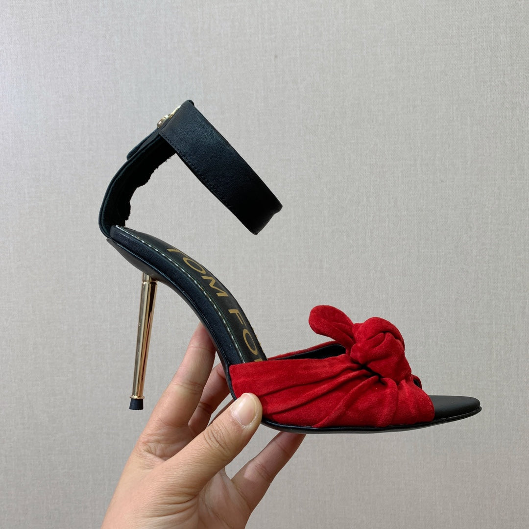 HIGH SANDAL 10 CM IN CHERRY RED SUEDE