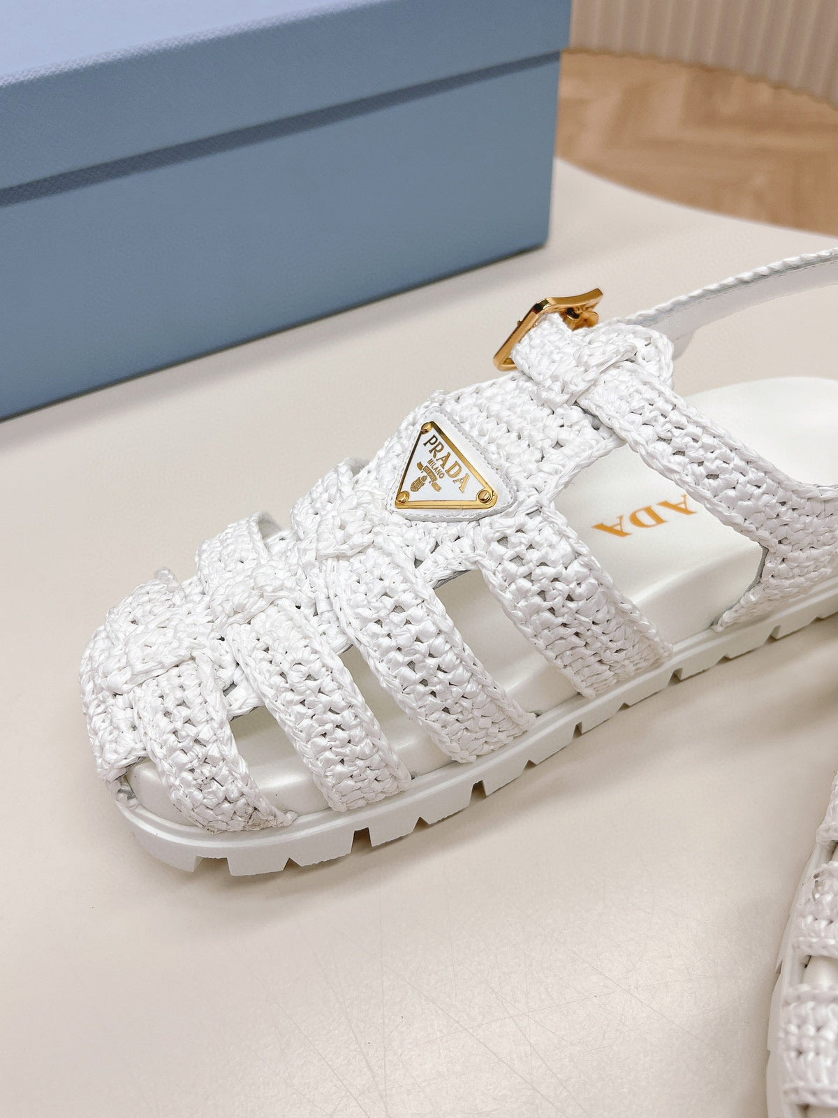 PRA RUBBER FISHERMAN SANDALS WHITE LAMBSKIN