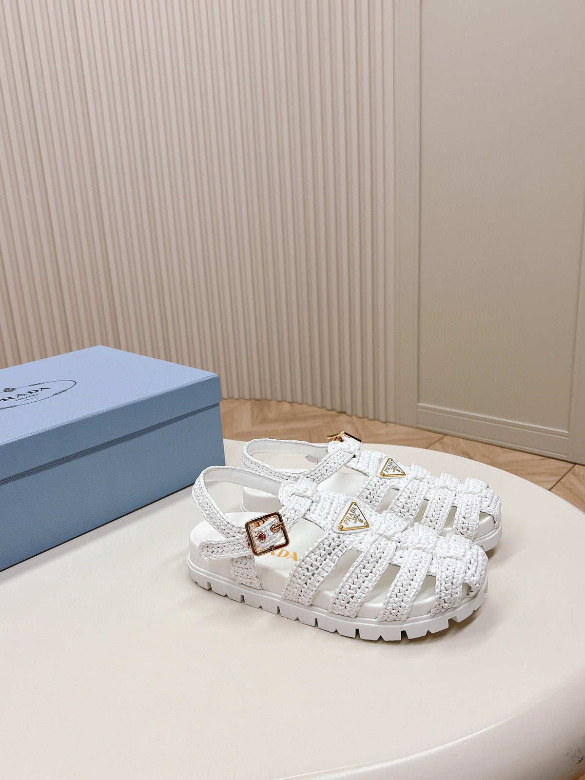 PRA RUBBER FISHERMAN SANDALS WHITE LAMBSKIN