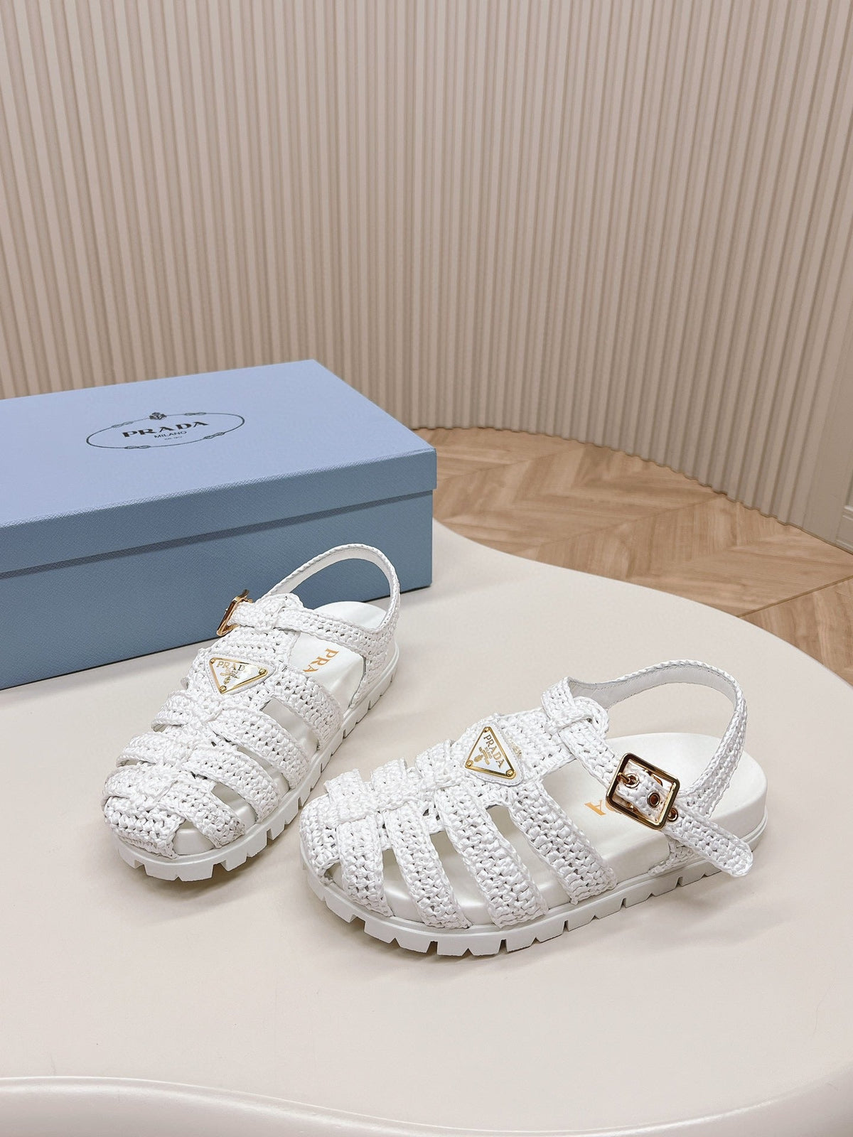 PRA RUBBER FISHERMAN SANDALS WHITE LAMBSKIN