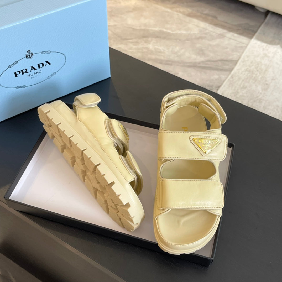 PRA FLAT NAPPA SANDALS BEIGE LAMBSKIN