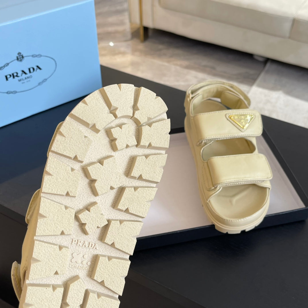 PRA FLAT NAPPA SANDALS BEIGE LAMBSKIN