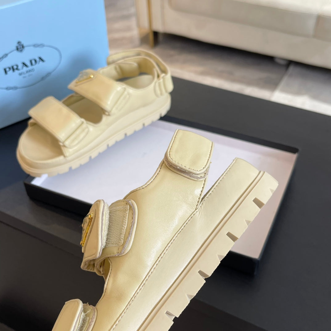 PRA FLAT NAPPA SANDALS BEIGE LAMBSKIN