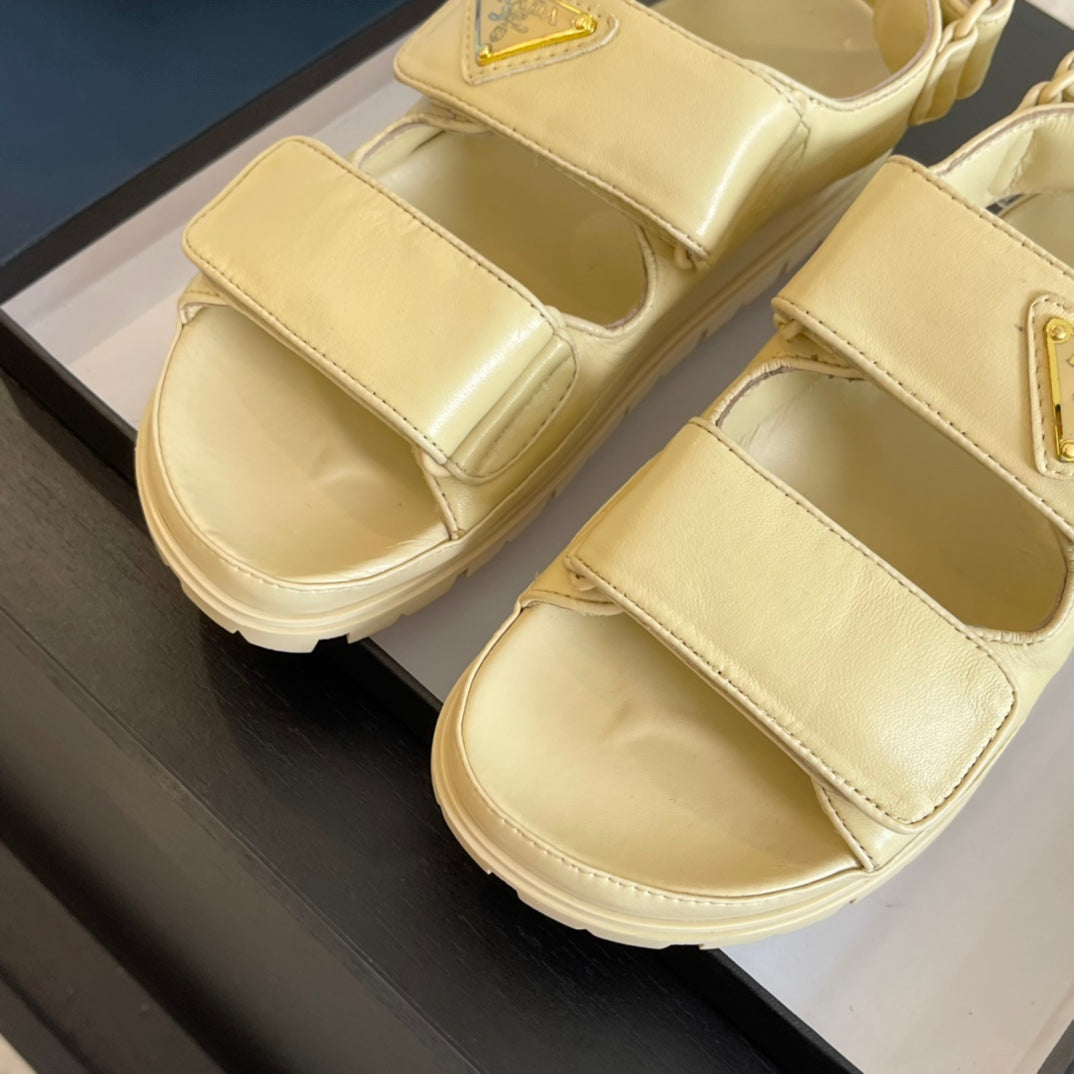 PRA FLAT NAPPA SANDALS BEIGE LAMBSKIN