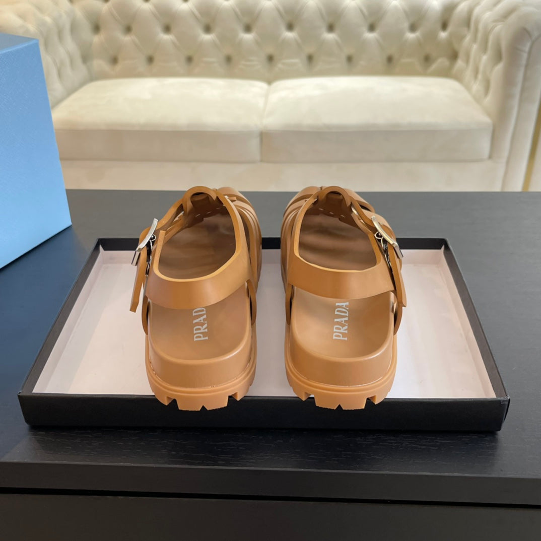 PRA RUBBER FISHERMAN SANDALS BRONZE CALFSKIN
