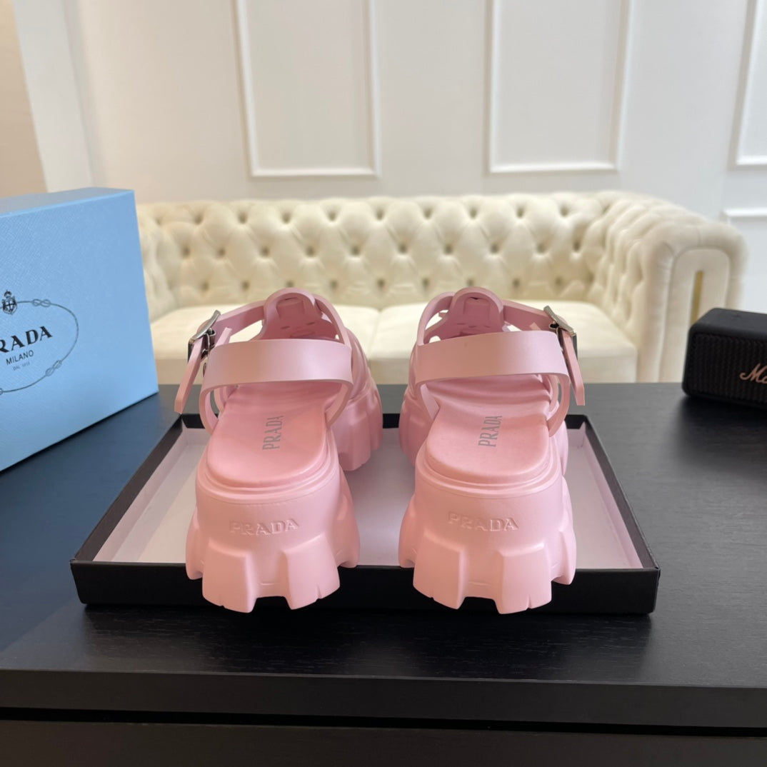 PRA RUBBER MONOLITH SANDALS LIGHT PINK CALFSKIN