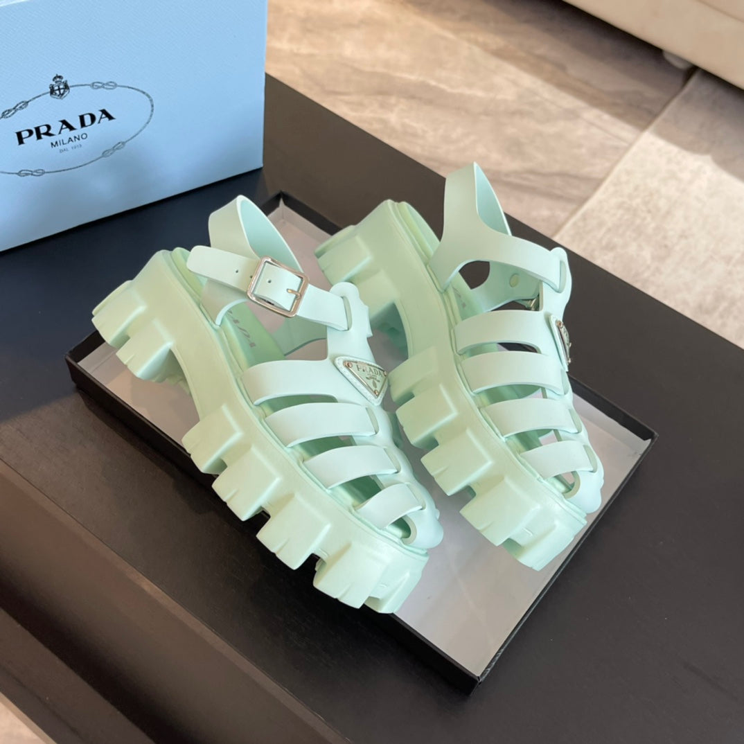 PRA RUBBER MONOLITH SANDALS MINT CALFSKIN