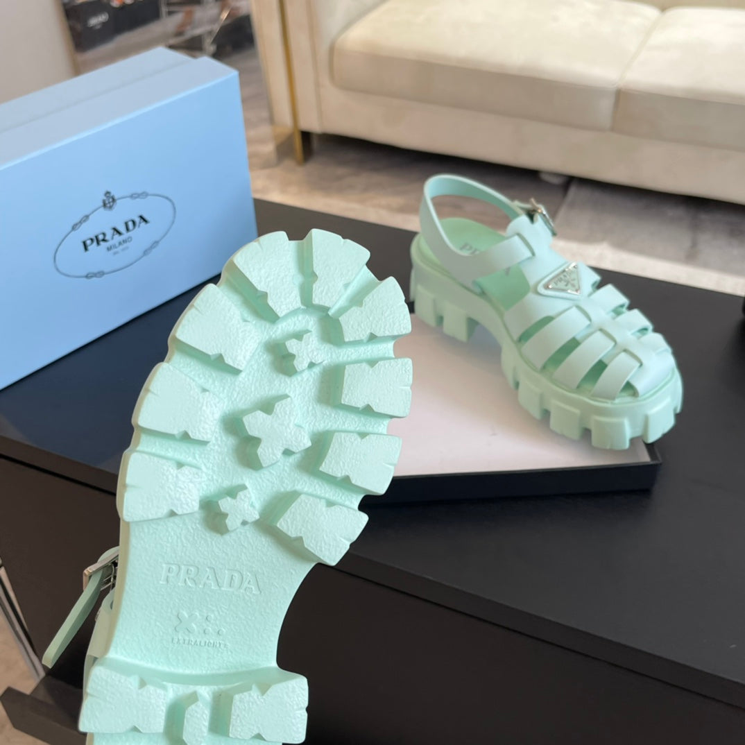 PRA RUBBER MONOLITH SANDALS MINT CALFSKIN