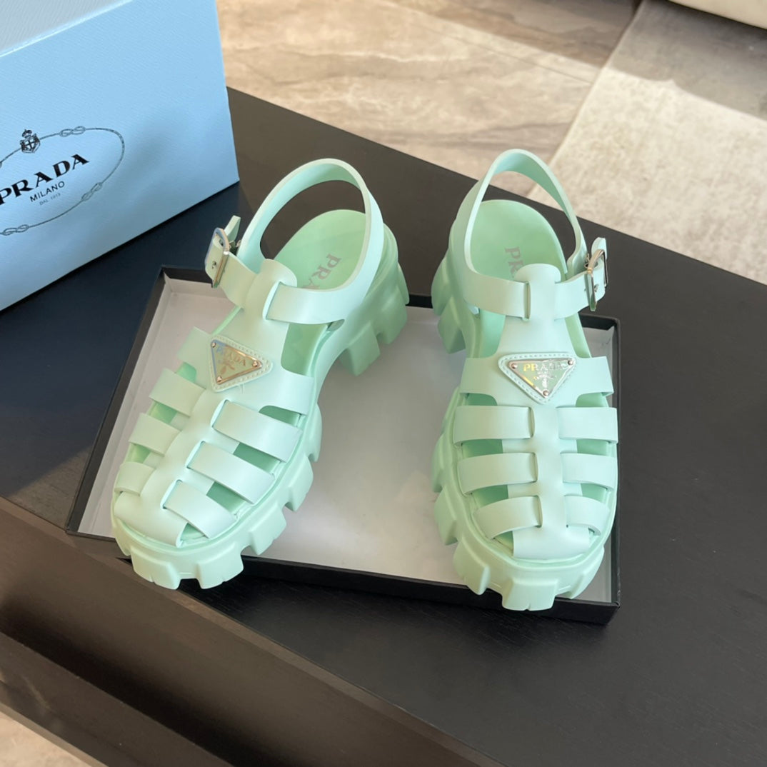 PRA RUBBER MONOLITH SANDALS MINT CALFSKIN