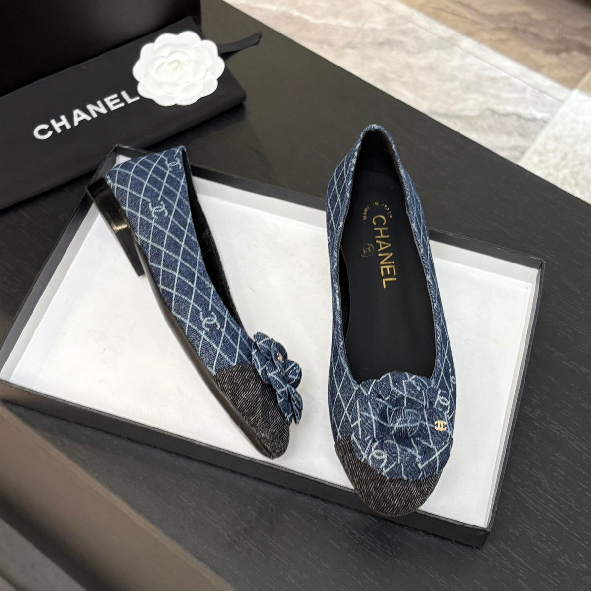 CAMELLIA BALLERINAS BLUE DENIM
