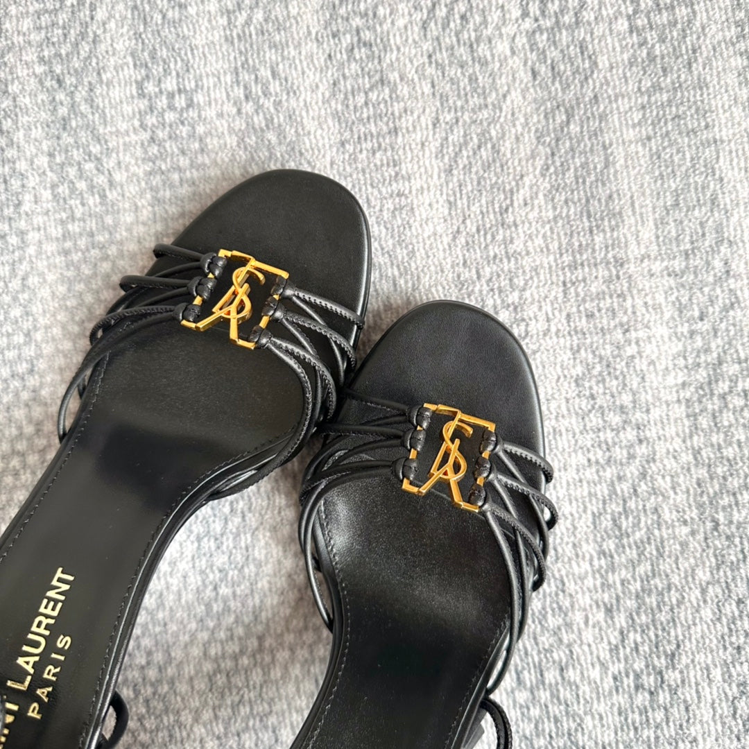 BABYLONE SANDALS 90 IN ALL BLACK LAMBSKIN