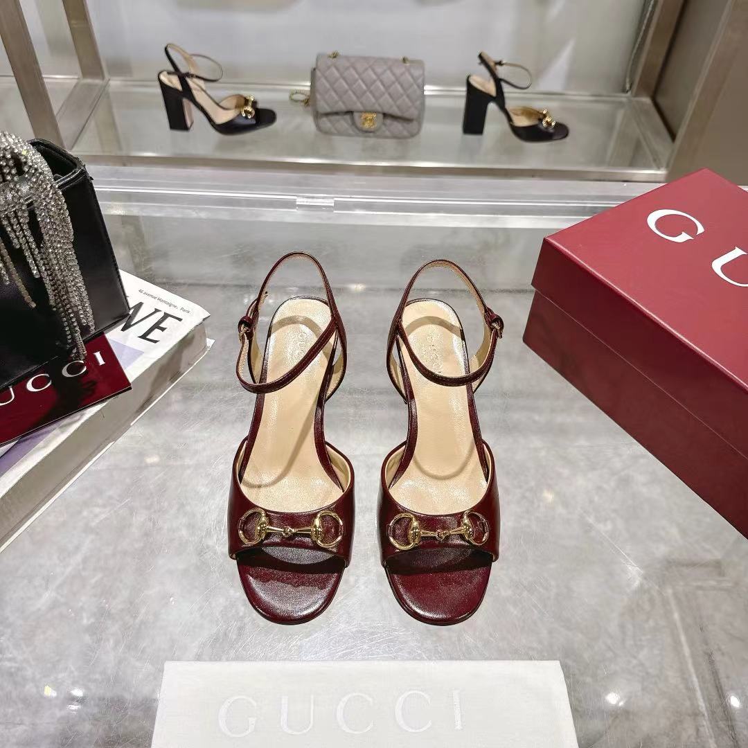 GG SLINGBACK IN BURGUNDY RED CALFSKIN