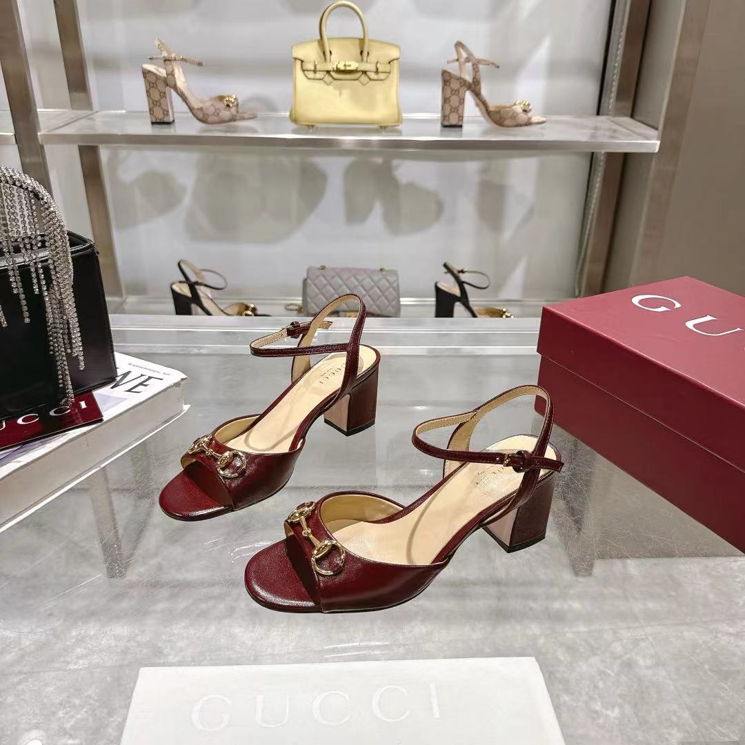 GG SLINGBACK IN BURGUNDY RED CALFSKIN