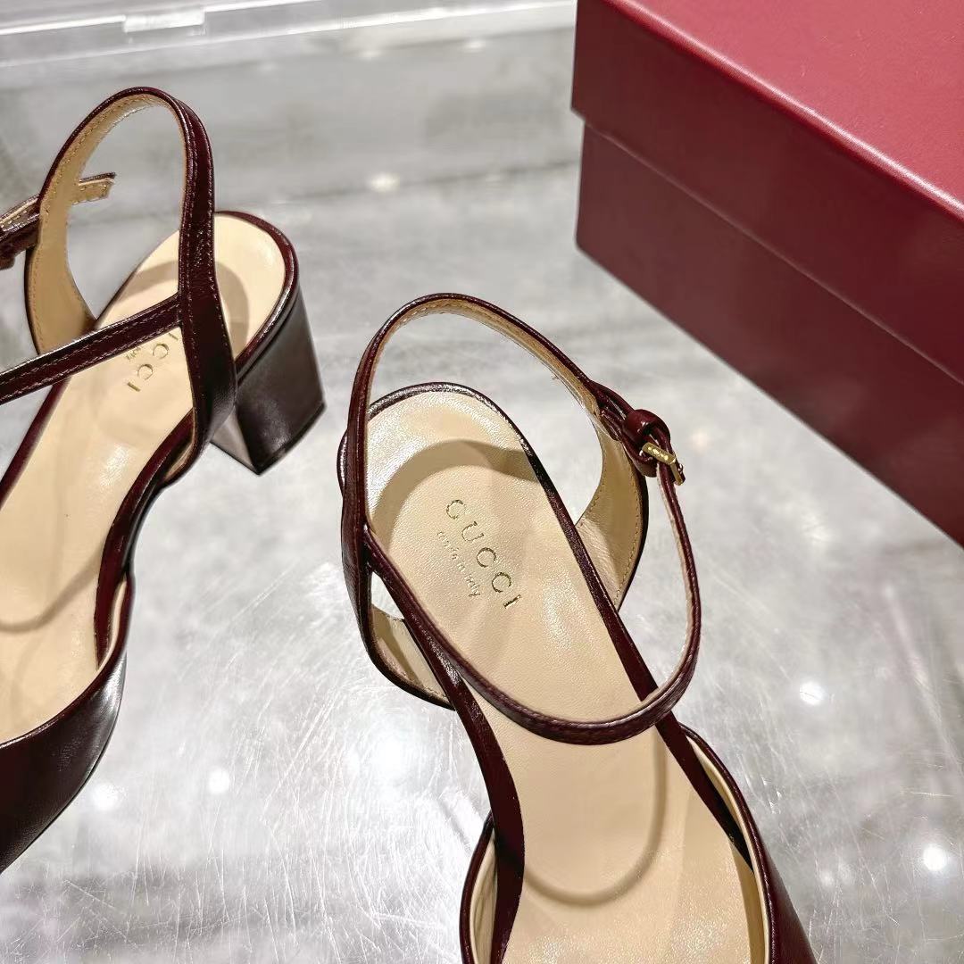 GG SLINGBACK IN BURGUNDY RED CALFSKIN